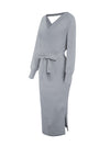 ELEGANT DRESS WITH BELT YARA grey