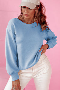 Sky Blue Bowknot Dewback Round Neck Sweatshirt