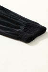 Black Solid Velvet Jogger Pants