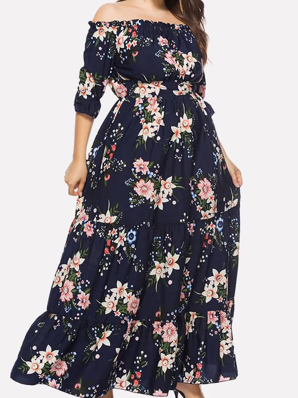 SUKIENKA MAXI PLUS SIZE VICTORIA kolor granatowy