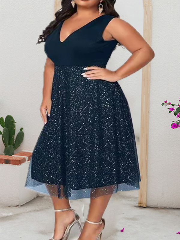 SUKIENKA PLUS SIZE KYNTHIA ciemnoniebieska