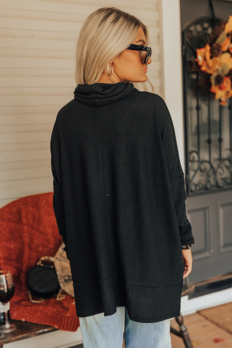 Black Cowl Neck Shift Tunic Top